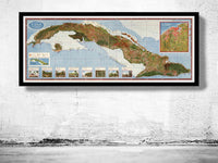 Old Map of Cuba and Habana  | Vintage Poster Wall Art Print |