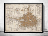 Old Map of Mexico City,  Mexico 1864  | Vintage Poster Wall Art Print |