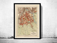 Old Map of Biella 1930 Italy Vintage Map  | Vintage Poster Wall Art Print |