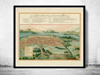 Old Map of Mexico City,  Mexico 1628  | Vintage Poster Wall Art Print |