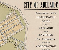 Vintage Map of Adelaide City , Australia Oceania 1906  | Vintage Poster Wall Art Print |