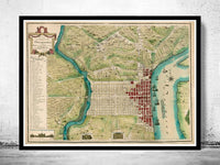 Old Map of Philadelphia 1700  | Vintage Poster Wall Art Print |