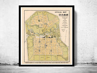 Vintage Map of Adelaide City , Australia Oceania 1906  | Vintage Poster Wall Art Print |