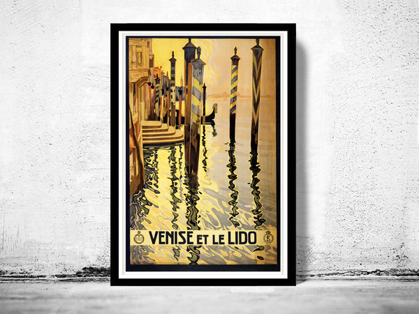 Vintage Poster of Venice et Le Lido Venezia  Italy Italia  1920 Tourism poster travel  | Vintage Poster Wall Art Print |