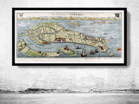 Vintage Old Map of Venice Venetia Venezia , Italy 1720  | Vintage Poster Wall Art Print |