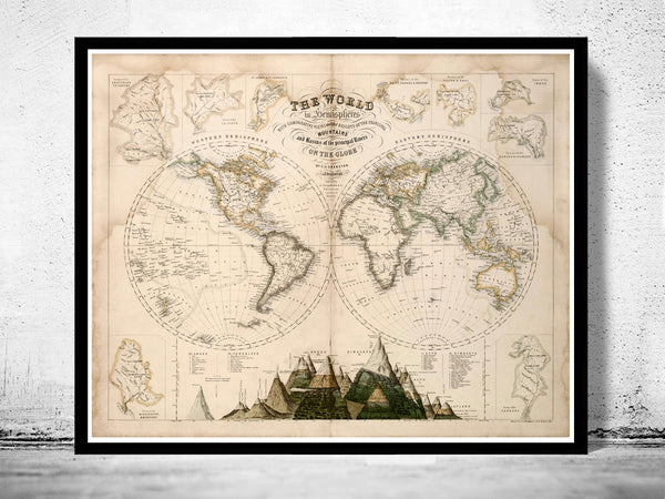 Old World Map 1862 Mercator projection Vintage Map | Vintage Poster Wall Art Print | Vintage World Map