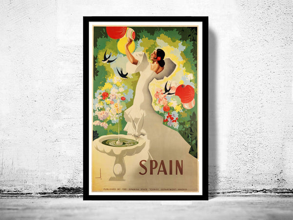 Vintage Poster of Spain, Travel Poster Tourism 1940  | Vintage Poster Wall Art Print |