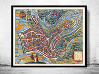 Old Map of Luxembourg Lëtzebuerg Luxemburg 1581  | Vintage Poster Wall Art Print |