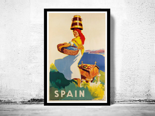 Vintage Poster of Spain, Travel Poster Tourism 1941  | Vintage Poster Wall Art Print |