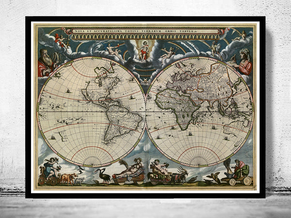 Old World Map Antique 1684  | Vintage Poster Wall Art Print | Vintage World Map