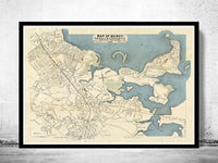 Old Map of Quincy 1897 Massachusetts  | Vintage Poster Wall Art Print |