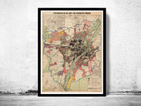 Old Map of Munich Munchen Munster Germany Deutshland 1900 vintage Map | Vintage Poster Wall Art Print |