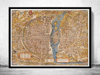 Old Map of Paris 1550 France Vintage Paris Plan  | Vintage Poster Wall Art Print |