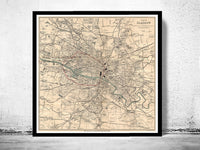 Old Map of Glasgow, Scotland 1910  | Vintage Poster Wall Art Print |