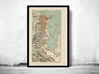 Vintage Map of Algiers Alger 1888 Vintage map  | Vintage Poster Wall Art Print |