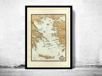 Old Map of Greek Islands Greece 1862 Vintage Map | Vintage Poster Wall Art Print |