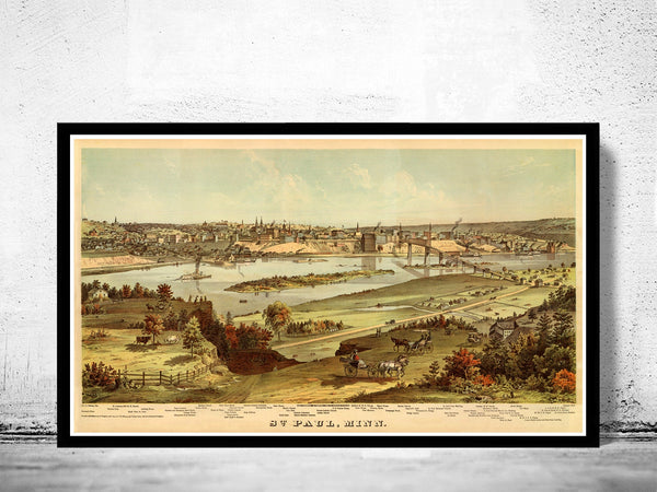 Panoramic View of Saint Paul Minnesota 1874