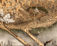 Panoramic View of Old Boston, Massachusetts 1877  | Vintage Poster Wall Art Print |