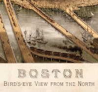 Panoramic View of Old Boston, Massachusetts 1877  | Vintage Poster Wall Art Print |