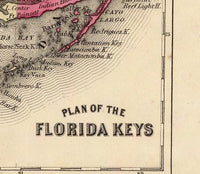 Old Map of Florida 1860 Vintage Map | Vintage Poster Wall Art Print |