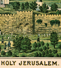 Old Map of Jerusalem Holy Land Palestine  | Vintage Poster Wall Art Print |