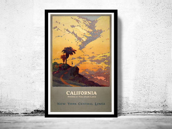 Vintage Poster of California Travel Poster Tourism 1925  | Vintage Poster Wall Art Print |