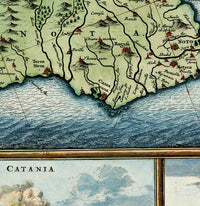 Old Map of Sicily Sicilia, Italia 1680  | Vintage Poster Wall Art Print |