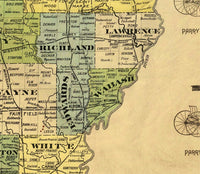 Old Map Illinois 1880  | Vintage Poster Wall Art Print |