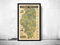 Old Map Illinois 1880  | Vintage Poster Wall Art Print |