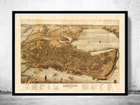 Old Map of Portland Maine 1876 Vintage Map  | Vintage Poster Wall Art Print |