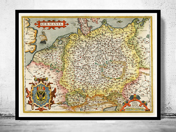 Old Map of Germany 1595 Vintage Map | Vintage Poster Wall Art Print |