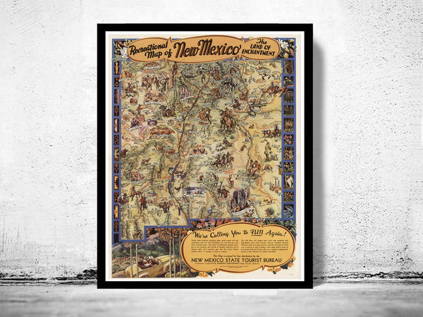 Vintage Poster of  New Mexico Tourism poster travel  | Vintage Poster Wall Art Print |