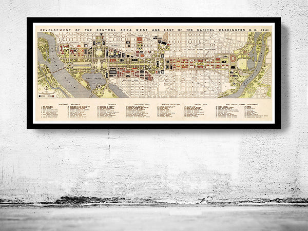 Vintage Map of Washington Capitol 1841  | Vintage Poster Wall Art Print |