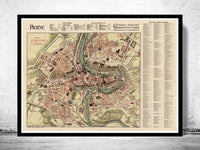 Old Map of Bern Berne 1910 Switzerland Suisse Vintage Map  | Vintage Poster Wall Art Print |