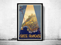 Vintage Poster of Switzerland Suisse Francaise  | Vintage Poster Wall Art Print |