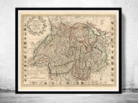 Old Map of Switzerland Antique Schweiz 1721 Vintage Map | Vintage Poster Wall Art Print |