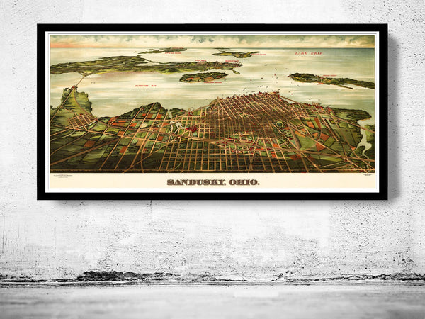 Sandusky Ohio Panoramic View Vintage 1898  | Vintage Poster Wall Art Print |