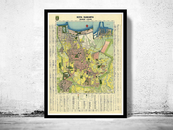 Old Map of Jakarta Batavia Indonesia Vintage Map | Vintage Poster Wall Art Print |