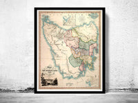 Vintage Map of Tasmania Antique map 1833  | Vintage Poster Wall Art Print |