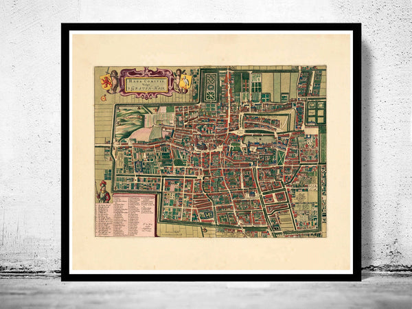 Old Vintage Map of The Hague Den Haag 1695 Antique Vintage Map  | Vintage Poster Wall Art Print |