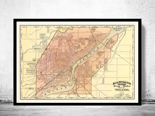 Old map of Toledo Ohio 1892 Vintage Map | Vintage Poster Wall Art Print |