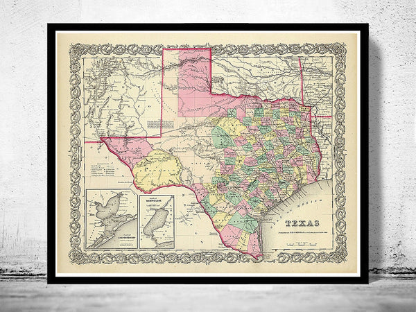 Old Map Texas 1856 United States of America