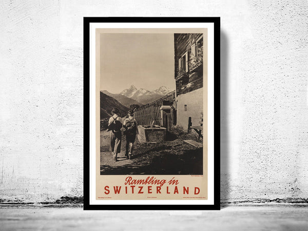 Vintage Poster of Switzerland, Travel Poster Tourism 1930-40  | Vintage Poster Wall Art Print |