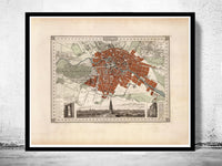 Old Map of Berlin Germany 1860 Vintage Map | Vintage Poster Wall Art Print |