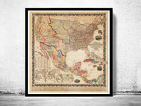 Old Map of United States America 1856 Vintage Map | Vintage Poster Wall Art Print |