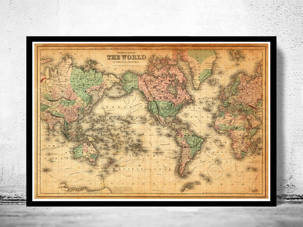 Vintage Map of The World 1876 Mercator projection Vintage Map | Vintage Poster Wall Art Print | Vintage World Map