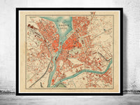 Old Map of Geneve Geneva Switzerland 1908  | Vintage Poster Wall Art Print |