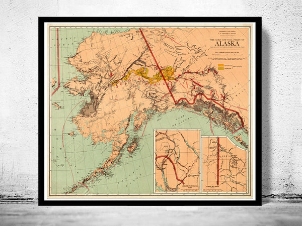 Old Map of Alaska 1898 Vintage Alaska Vintage Map  | Vintage Poster Wall Art Print |