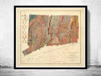 Old Map Connecticut 1906 United States of America  | Vintage Poster Wall Art Print |