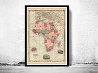 Old Map of Africa 1860  | Vintage Poster Wall Art Print | Vintage World Map